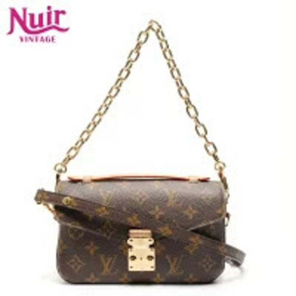 Louis Vuitton Pochette Metis EW Monogram Shoulder Bag Brown